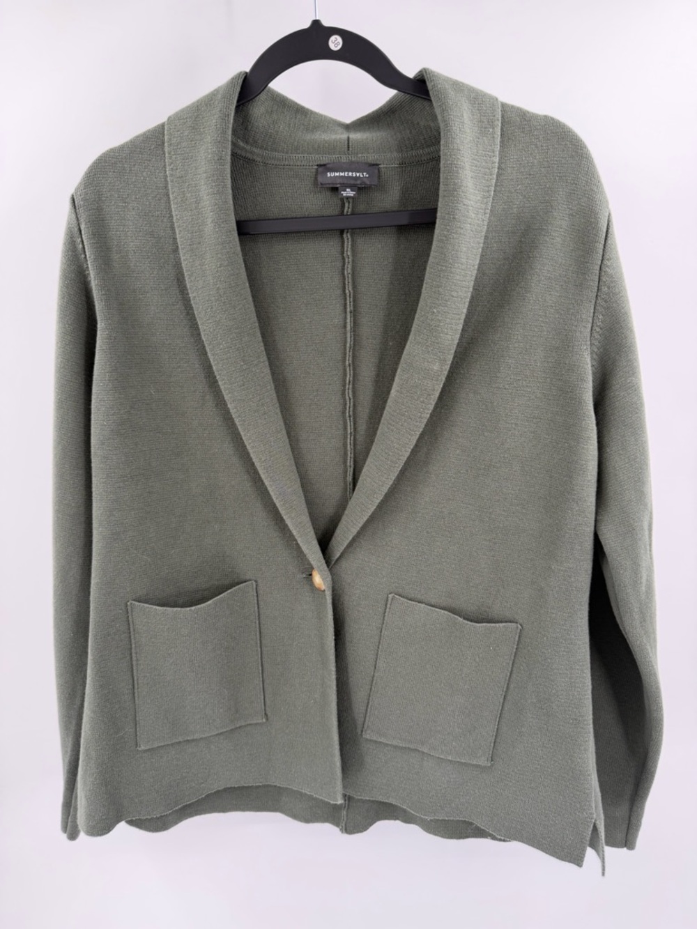Summersalt Olive Green Knit Single Buttoned blazer jacket organic cotton XL - Picture 2 of 6